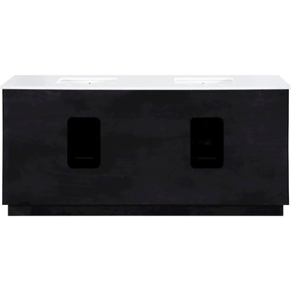 Willard 72" Black Engineered Stone And Solid Wood Bathroom Vanity