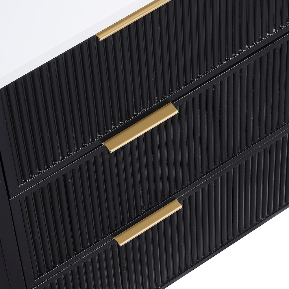 Willard 72" Black Engineered Stone And Solid Wood Bathroom Vanity