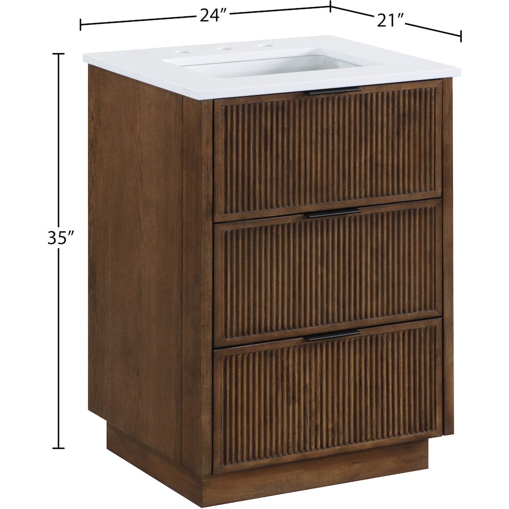 Willard 24" Brown Engineered Stone And Solid Wood Bathroom Vanity