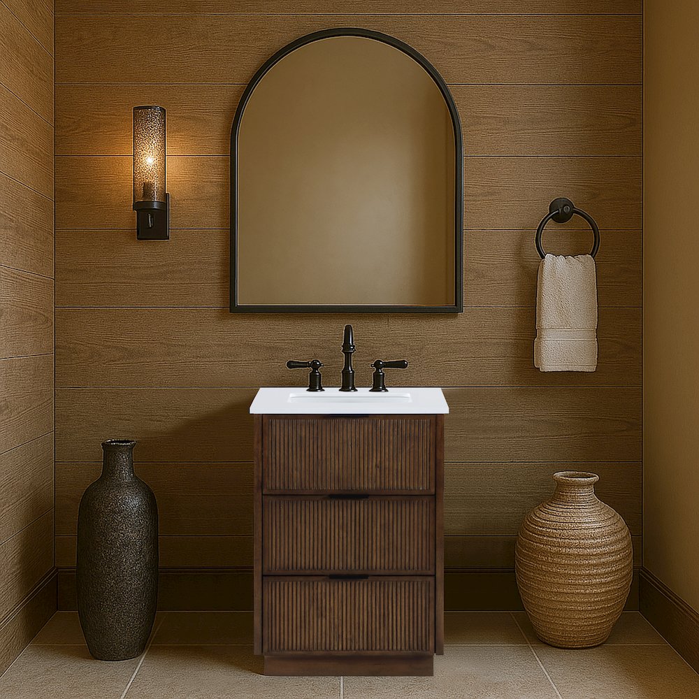 Willard 24" Brown Engineered Stone And Solid Wood Bathroom Vanity