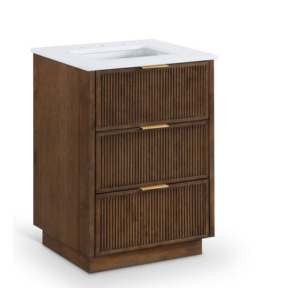 Willard 24" Brown Engineered Stone And Solid Wood Bathroom Vanity