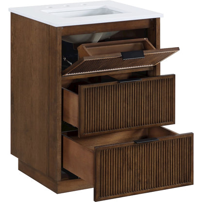 Willard 24" Brown Engineered Stone And Solid Wood Bathroom Vanity