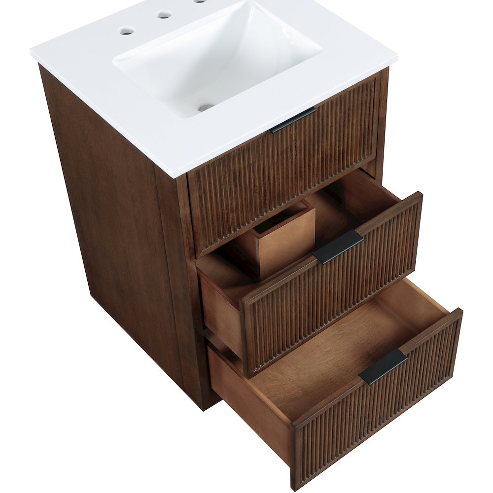 Willard 24" Brown Engineered Stone And Solid Wood Bathroom Vanity