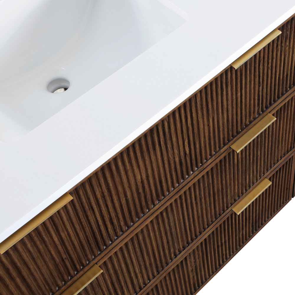 Willard 36" Brown Engineered Stone And Solid Wood Bathroom Vanity