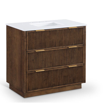 Willard 36" Brown Engineered Stone And Solid Wood Bathroom Vanity