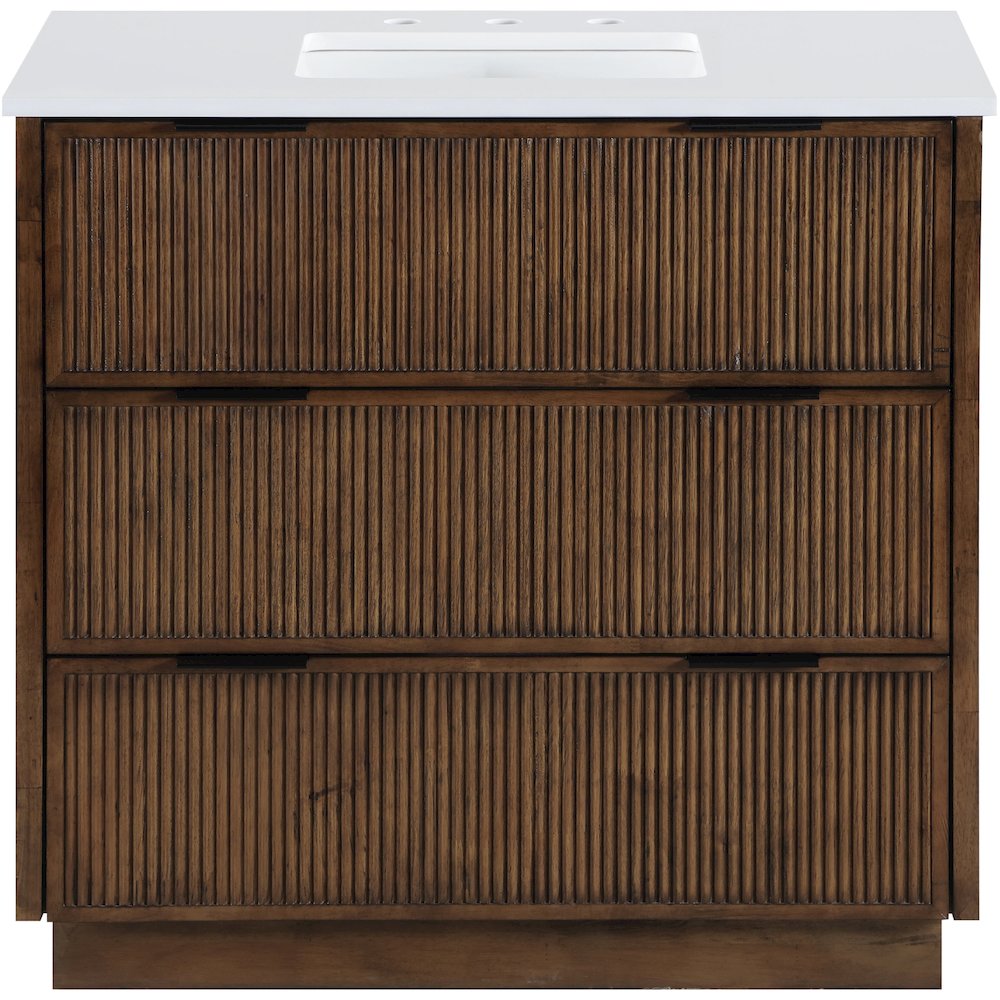 Willard 36" Brown Engineered Stone And Solid Wood Bathroom Vanity