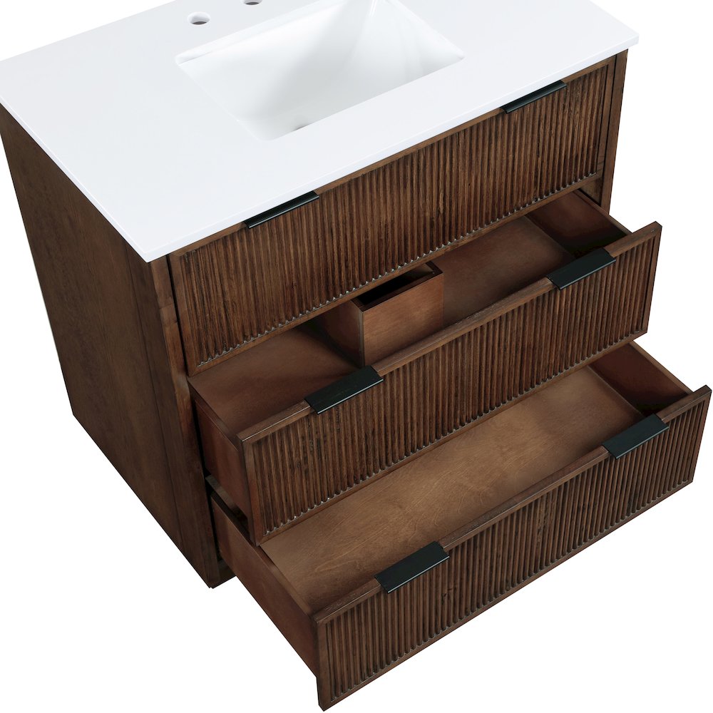 Willard 36" Brown Engineered Stone And Solid Wood Bathroom Vanity