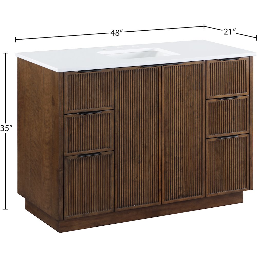 Willard 48" Brown Engineered Stone And Solid Wood Bathroom Vanity