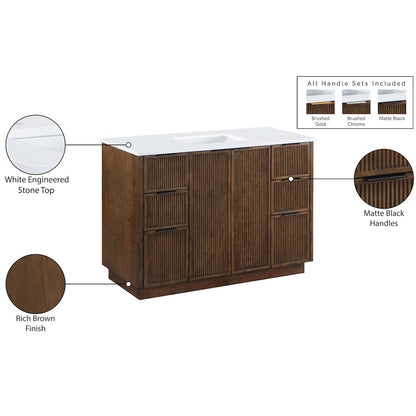 Willard 48" Brown Engineered Stone And Solid Wood Bathroom Vanity