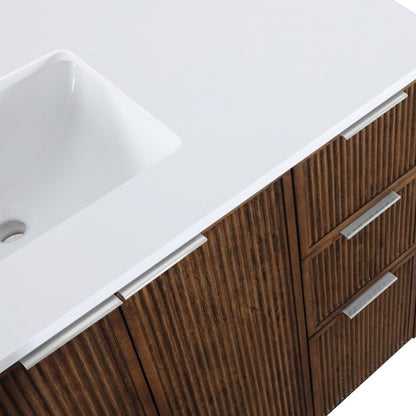 Willard 48" Brown Engineered Stone And Solid Wood Bathroom Vanity