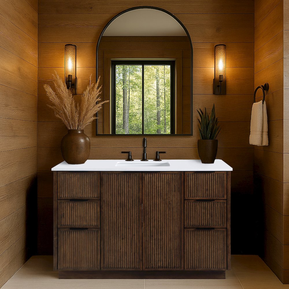 Willard 48" Brown Engineered Stone And Solid Wood Bathroom Vanity
