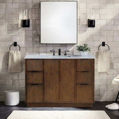 Willard 48" Brown Engineered Stone And Solid Wood Bathroom Vanity
