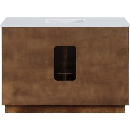 Willard 48" Brown Engineered Stone And Solid Wood Bathroom Vanity