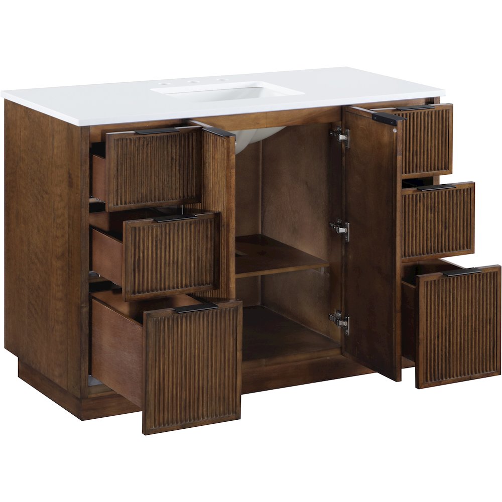 Willard 48" Brown Engineered Stone And Solid Wood Bathroom Vanity