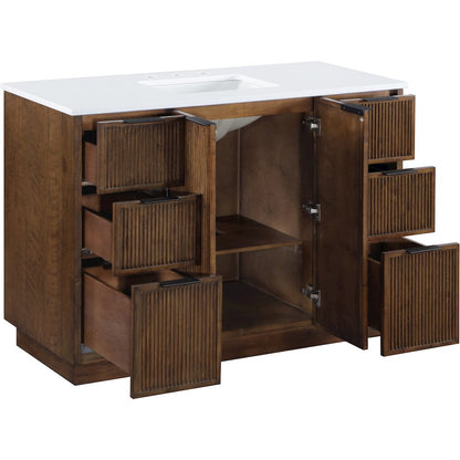 Willard 48" Brown Engineered Stone And Solid Wood Bathroom Vanity