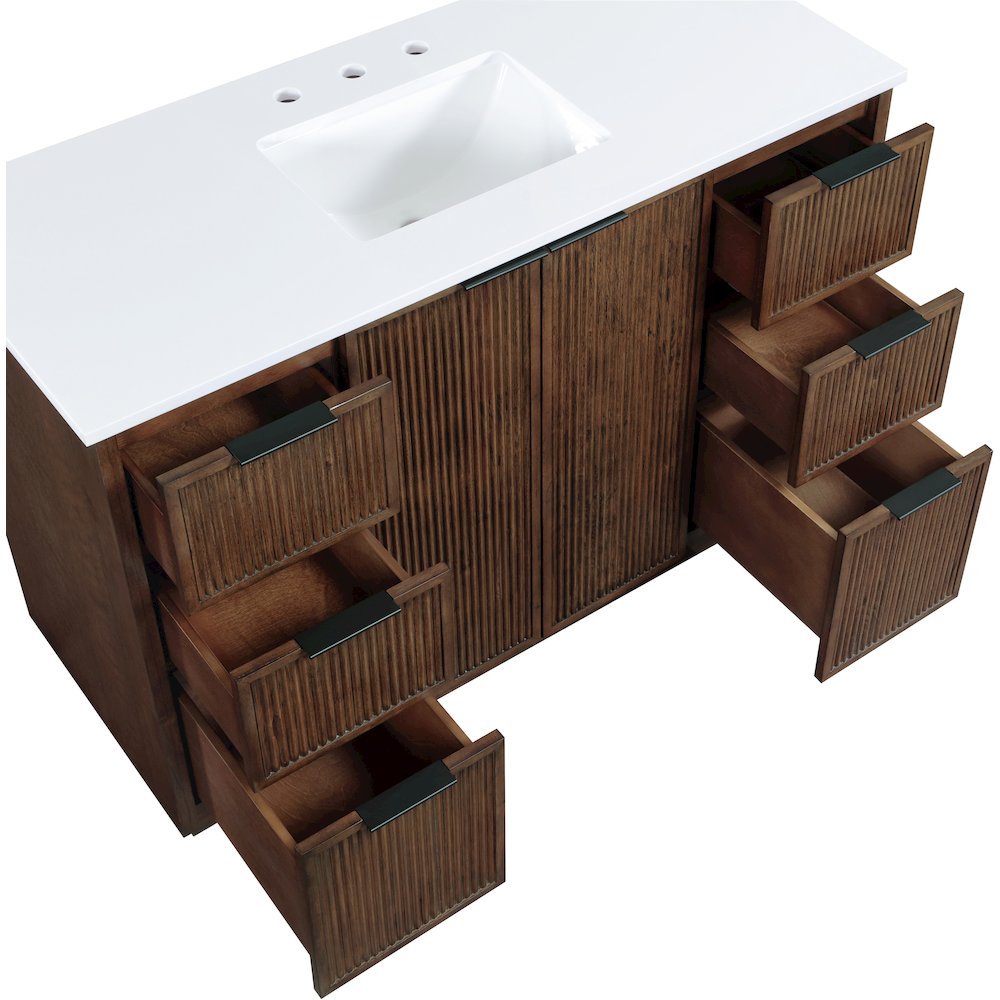 Willard 48" Brown Engineered Stone And Solid Wood Bathroom Vanity
