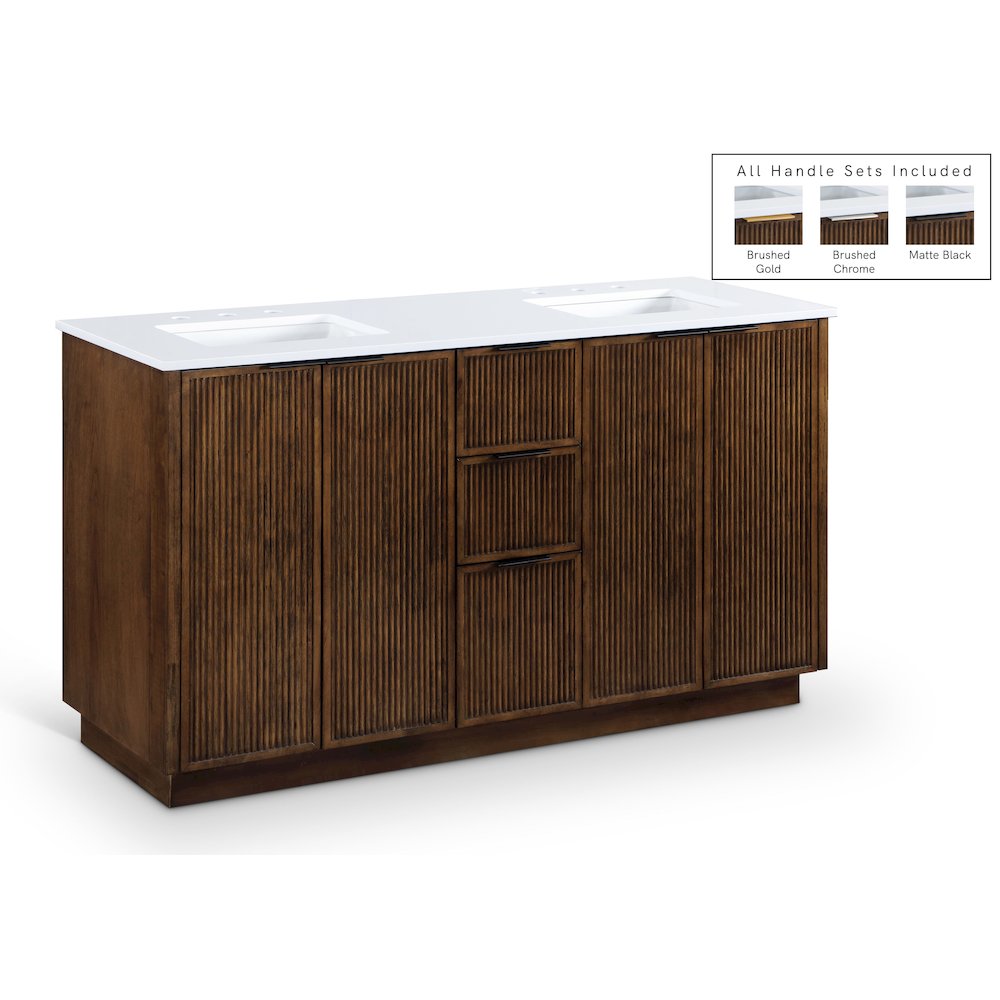 Willard 60" Brown Engineered Stone And Solid Wood Bathroom Vanity