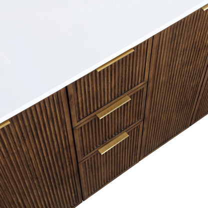 Willard 60" Brown Engineered Stone And Solid Wood Bathroom Vanity