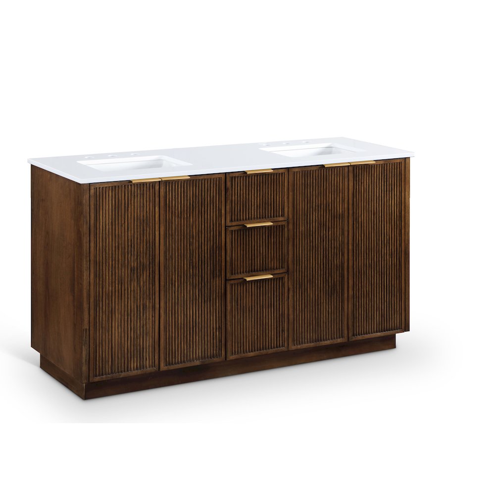 Willard 60" Brown Engineered Stone And Solid Wood Bathroom Vanity