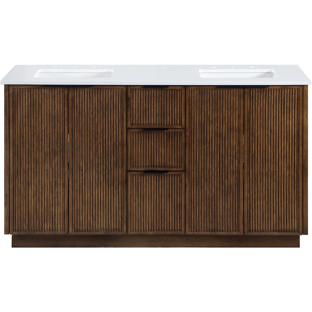 Willard 60" Brown Engineered Stone And Solid Wood Bathroom Vanity