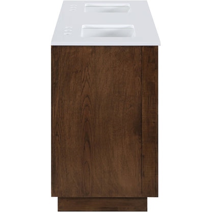 Willard 60" Brown Engineered Stone And Solid Wood Bathroom Vanity