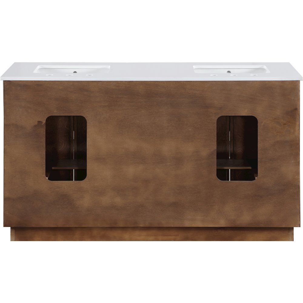 Willard 60" Brown Engineered Stone And Solid Wood Bathroom Vanity