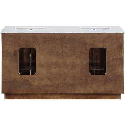 Willard 60" Brown Engineered Stone And Solid Wood Bathroom Vanity