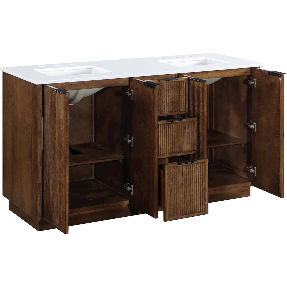 Willard 60" Brown Engineered Stone And Solid Wood Bathroom Vanity