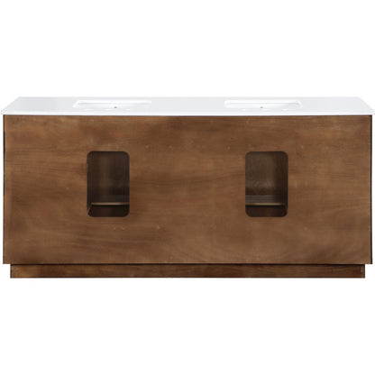 Willard 72" Brown Engineered Stone And Solid Wood Bathroom Vanity