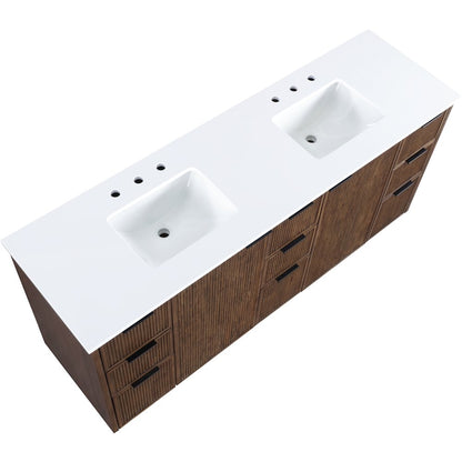 Willard 72" Brown Engineered Stone And Solid Wood Bathroom Vanity