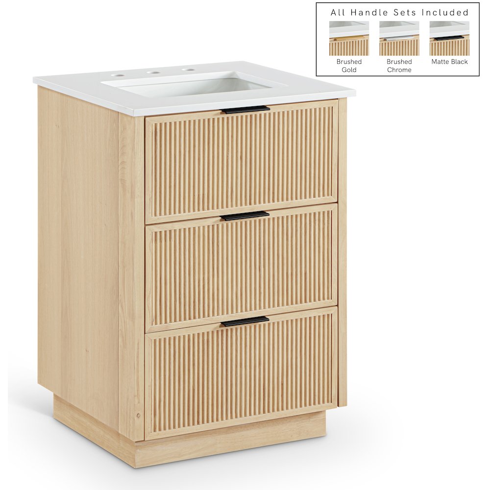 Willard 24" Natural Engineered Stone And Solid Wood Bathroom Vanity