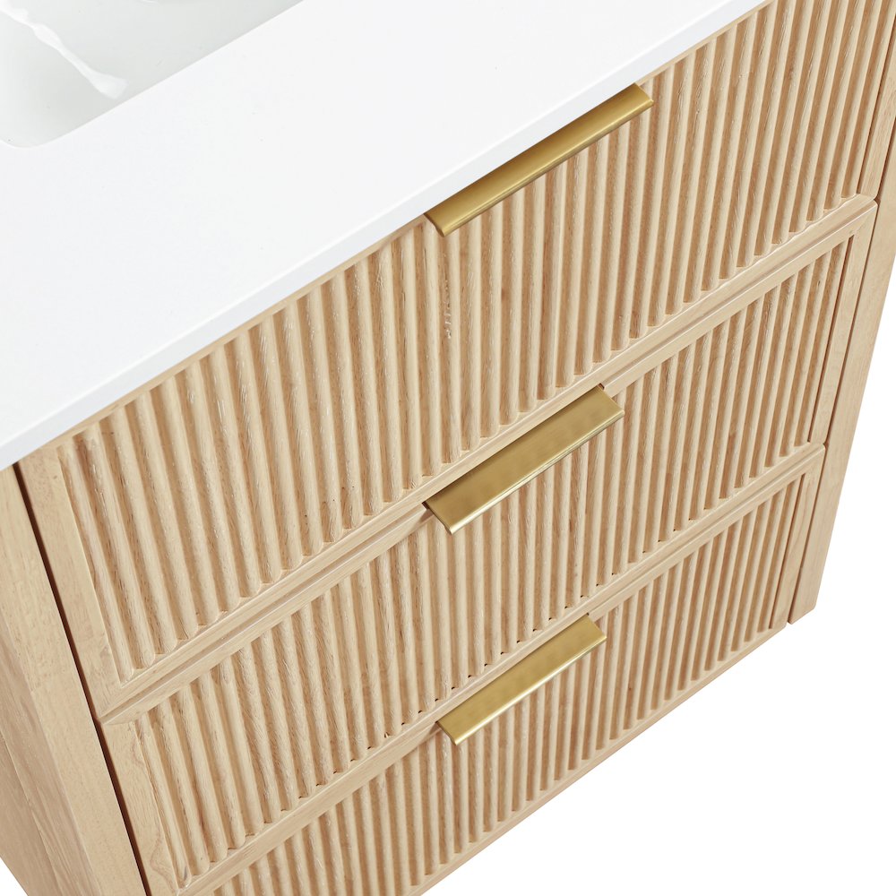 Willard 24" Natural Engineered Stone And Solid Wood Bathroom Vanity