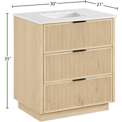 Willard 30" Natural Engineered Stone And Solid Wood Bathroom Vanity