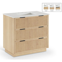 Willard 36" Natural Engineered Stone And Solid Wood Bathroom Vanity