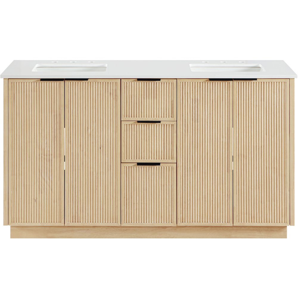 Willard 60" Natural Engineered Stone And Solid Wood Bathroom Vanity