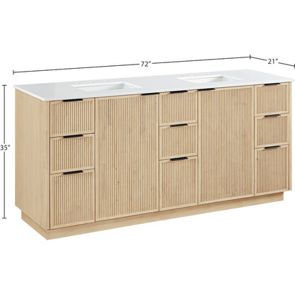 Willard 72" Natural Engineered Stone And Solid Wood Bathroom Vanity