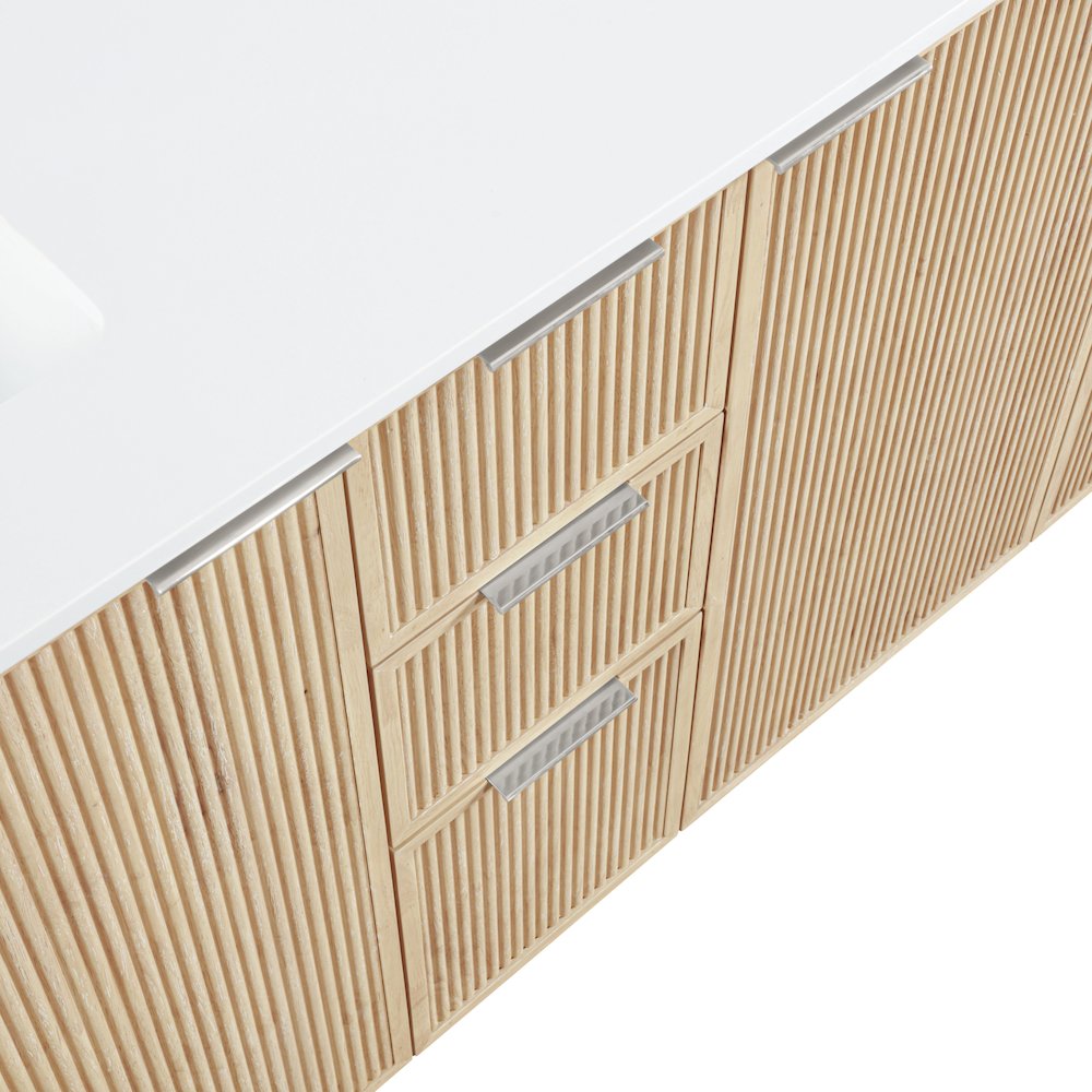Willard 72" Natural Engineered Stone And Solid Wood Bathroom Vanity