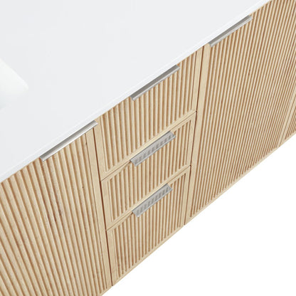 Willard 72" Natural Engineered Stone And Solid Wood Bathroom Vanity
