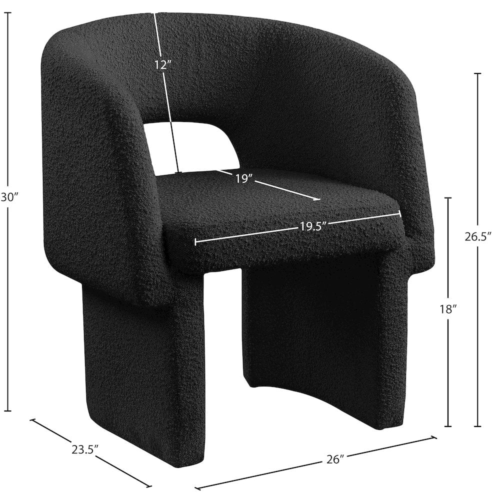 Emmet Black Boucle Fabric Dining Chair / Accent Chair