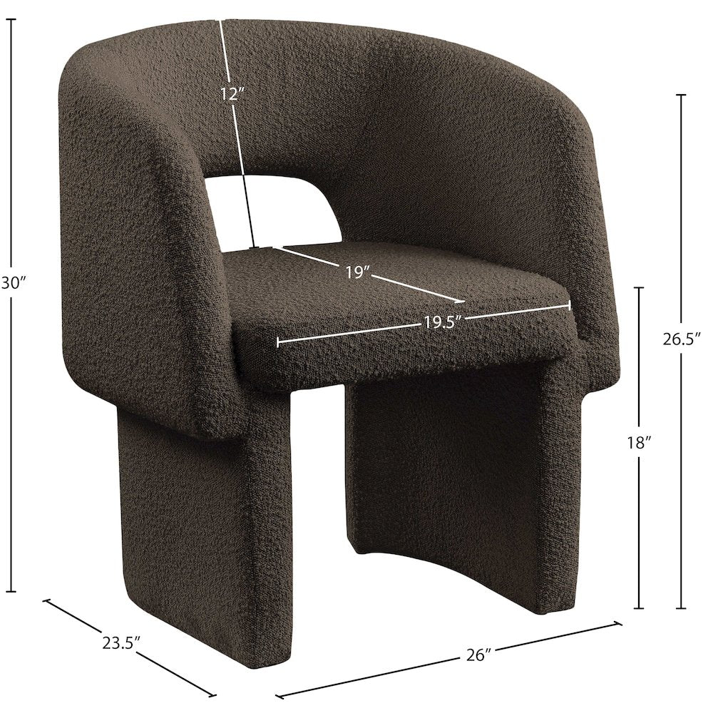 Emmet Brown Boucle Fabric Dining Chair / Accent Chair