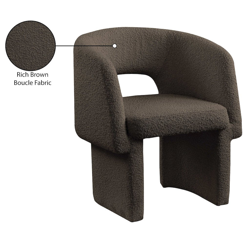 Emmet Brown Boucle Fabric Dining Chair / Accent Chair