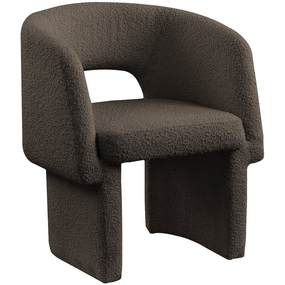 Emmet Brown Boucle Fabric Dining Chair / Accent Chair