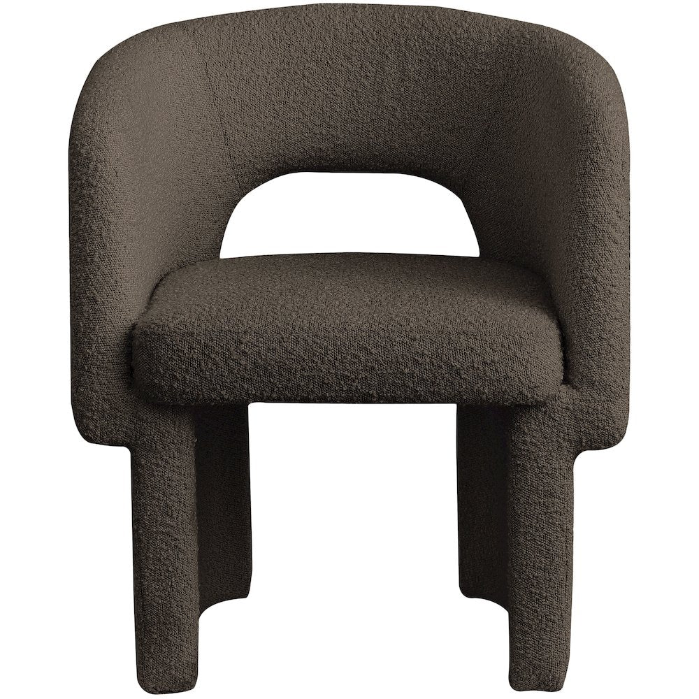 Emmet Brown Boucle Fabric Dining Chair / Accent Chair