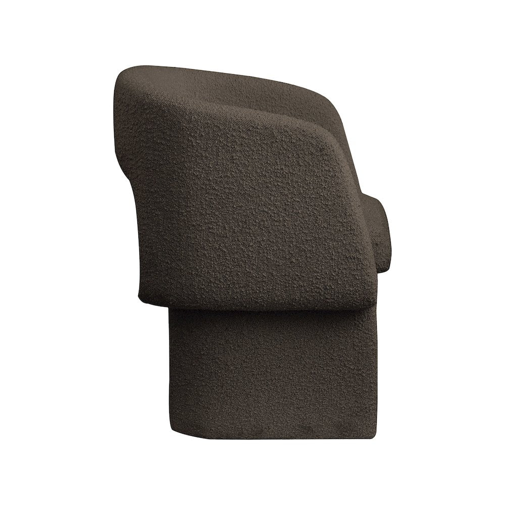 Emmet Brown Boucle Fabric Dining Chair / Accent Chair