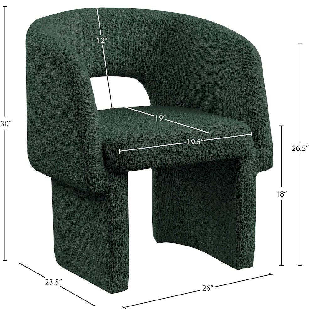 Emmet Green Boucle Fabric Dining Chair / Accent Chair