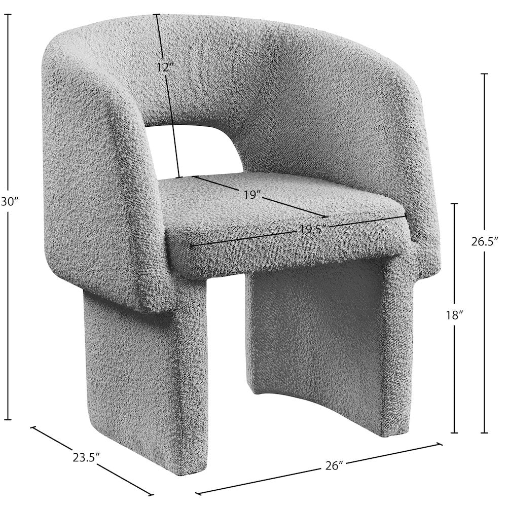 Emmet Grey Boucle Fabric Dining Chair / Accent Chair