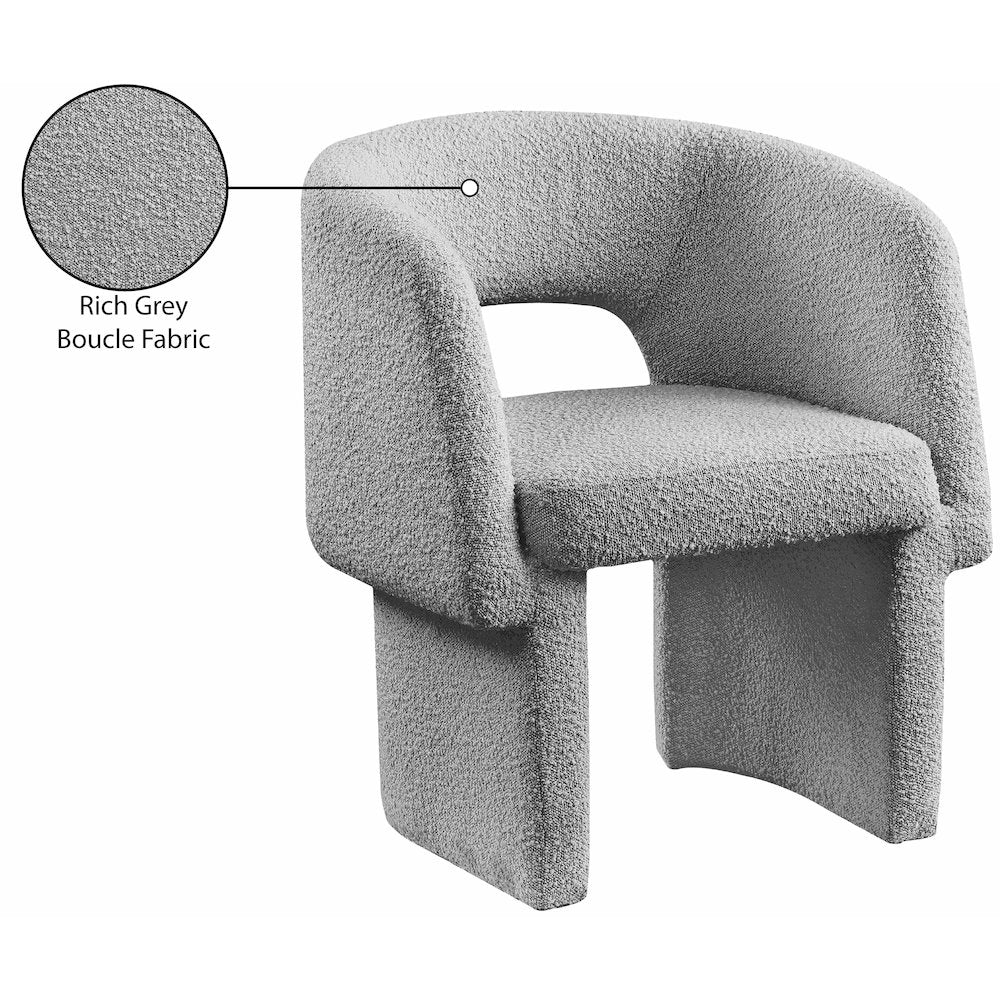 Emmet Grey Boucle Fabric Dining Chair / Accent Chair