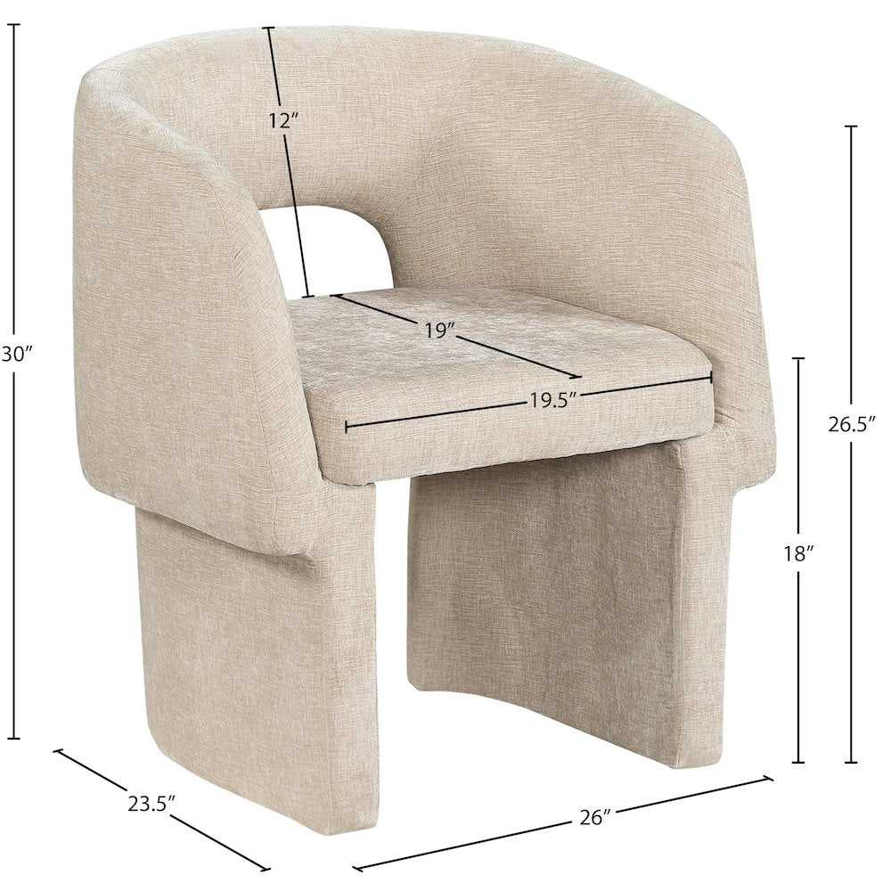 Emmet Beige Chenille Fabric Dining Chair / Accent Chair