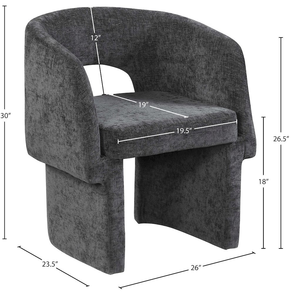 Emmet Black Chenille Fabric Dining Chair / Accent Chair