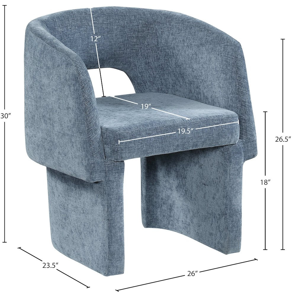 Emmet Light Blue Chenille Fabric Dining Chair / Accent Chair